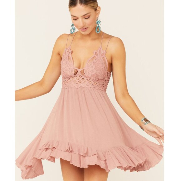 Free People Adella Slip Dress in Rose Pink NWT - Picture 2 of 4